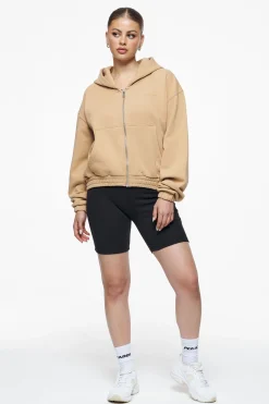 Pegador Hoodies|Zip Hoodies|Valinda Cropped Zip Hoodie Vintage Washed Espresso Gum