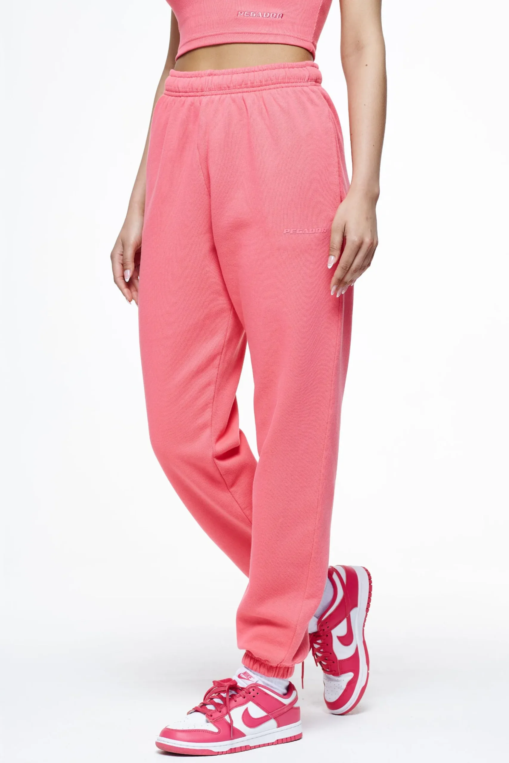 Pegador Pants|Villa High Waisted Sweat Pants Vintage Washed Strawberry Gum
