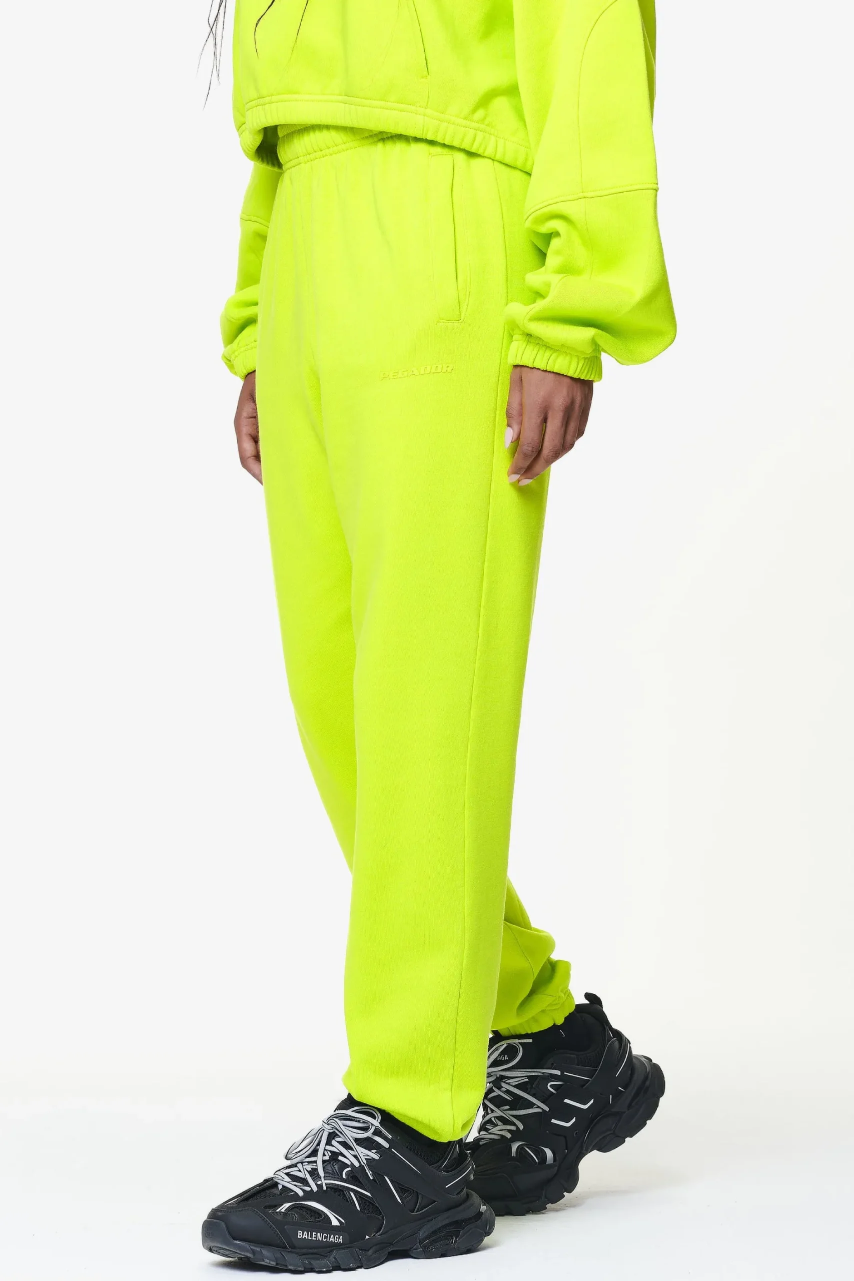 Pegador Pants|Villa High Waisted Sweat Pants Washed Lime Yellow Gum