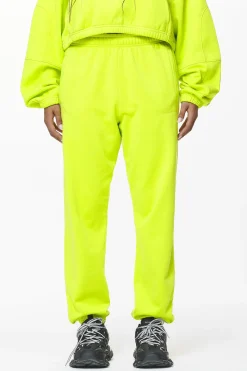Pegador Pants|Villa High Waisted Sweat Pants Washed Lime Yellow Gum