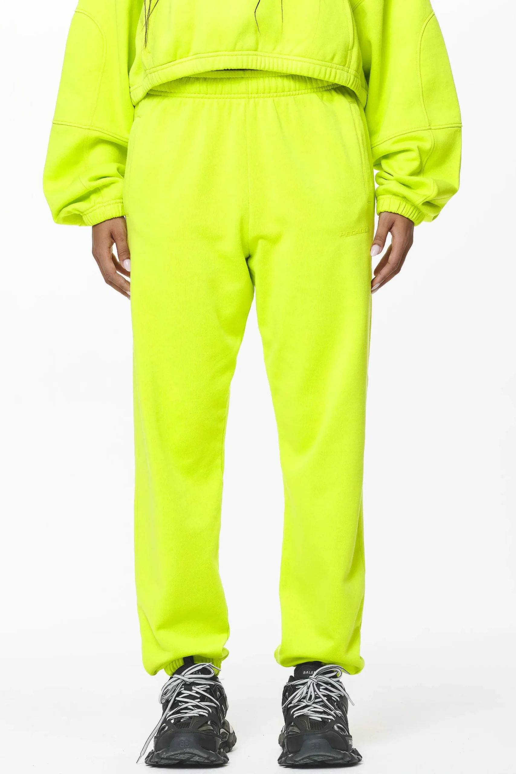 Pegador Pants|Villa High Waisted Sweat Pants Washed Lime Yellow Gum