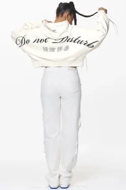 Pegador Hoodies|Vrena Oversized Cropped Hoodie Washed Salty Cream