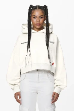 Pegador Hoodies|Vrena Oversized Cropped Hoodie Washed Salty Cream