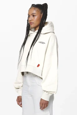 Pegador Hoodies|Vrena Oversized Cropped Hoodie Washed Salty Cream