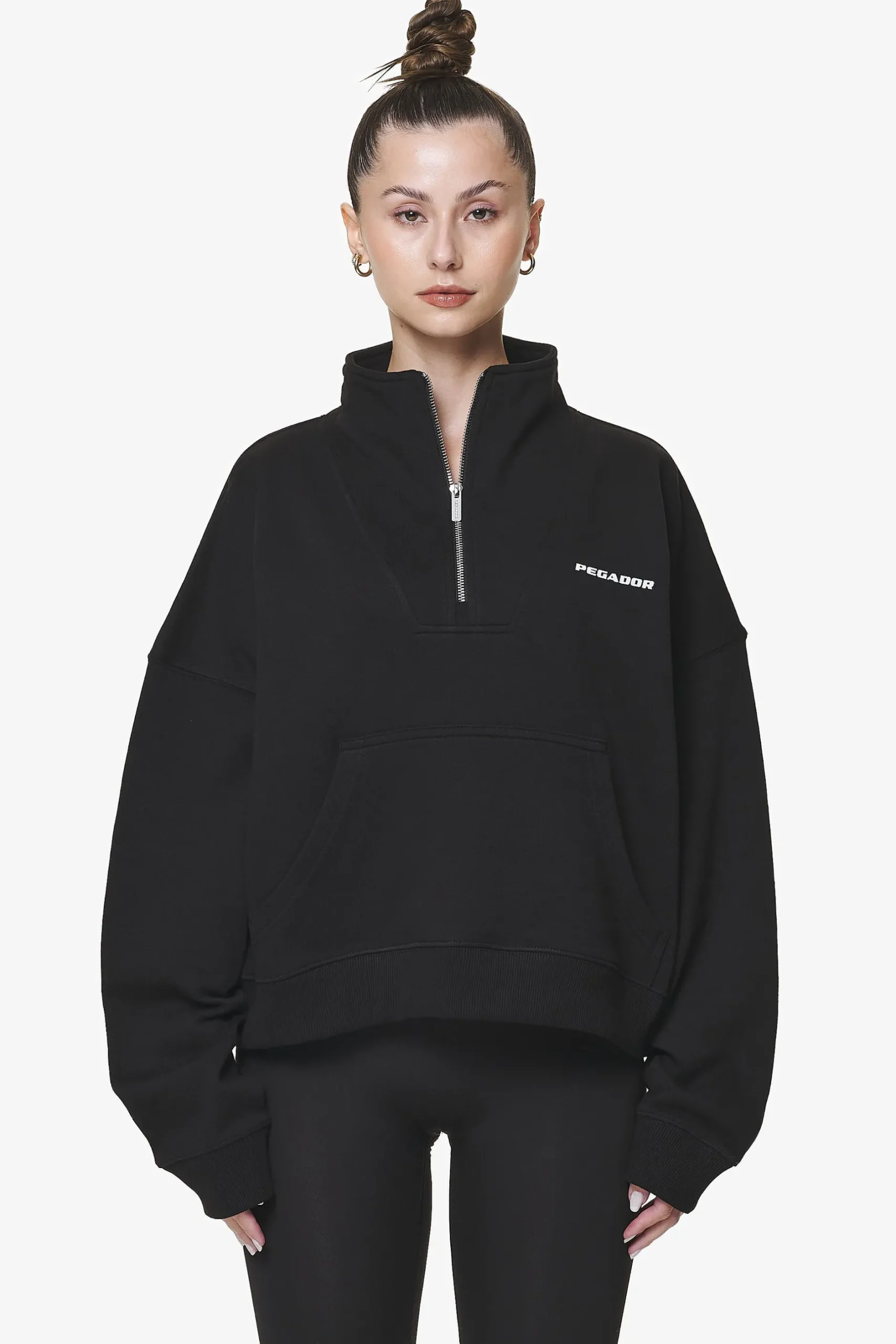 Pegador Sweaters|Vuku Logo Oversized Halfzip Black