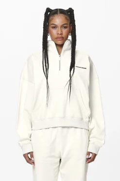 Pegador Sweaters|Vuku Logo Oversized Halfzip Washed Salty Cream