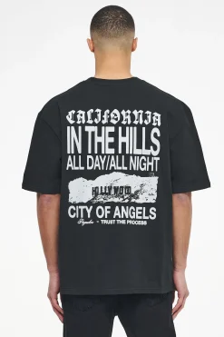 Pegador Tees|Wallace Oversized Tee Vintage Washed Black Ink