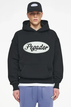 Pegador Hoodies|West Oversized Hoodie Vintage Washed Black Ink White