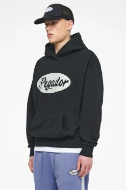 Pegador Hoodies|West Oversized Hoodie Vintage Washed Black Ink White