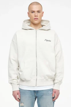 Pegador Hoodies|Zip Hoodies|West Oversized Sweat Jacket Vintage Washed Angels Cream