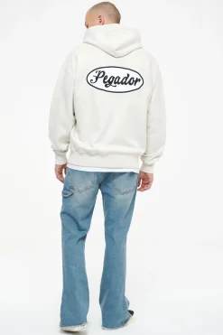 Pegador Hoodies|Zip Hoodies|West Oversized Sweat Jacket Vintage Washed Angels Cream