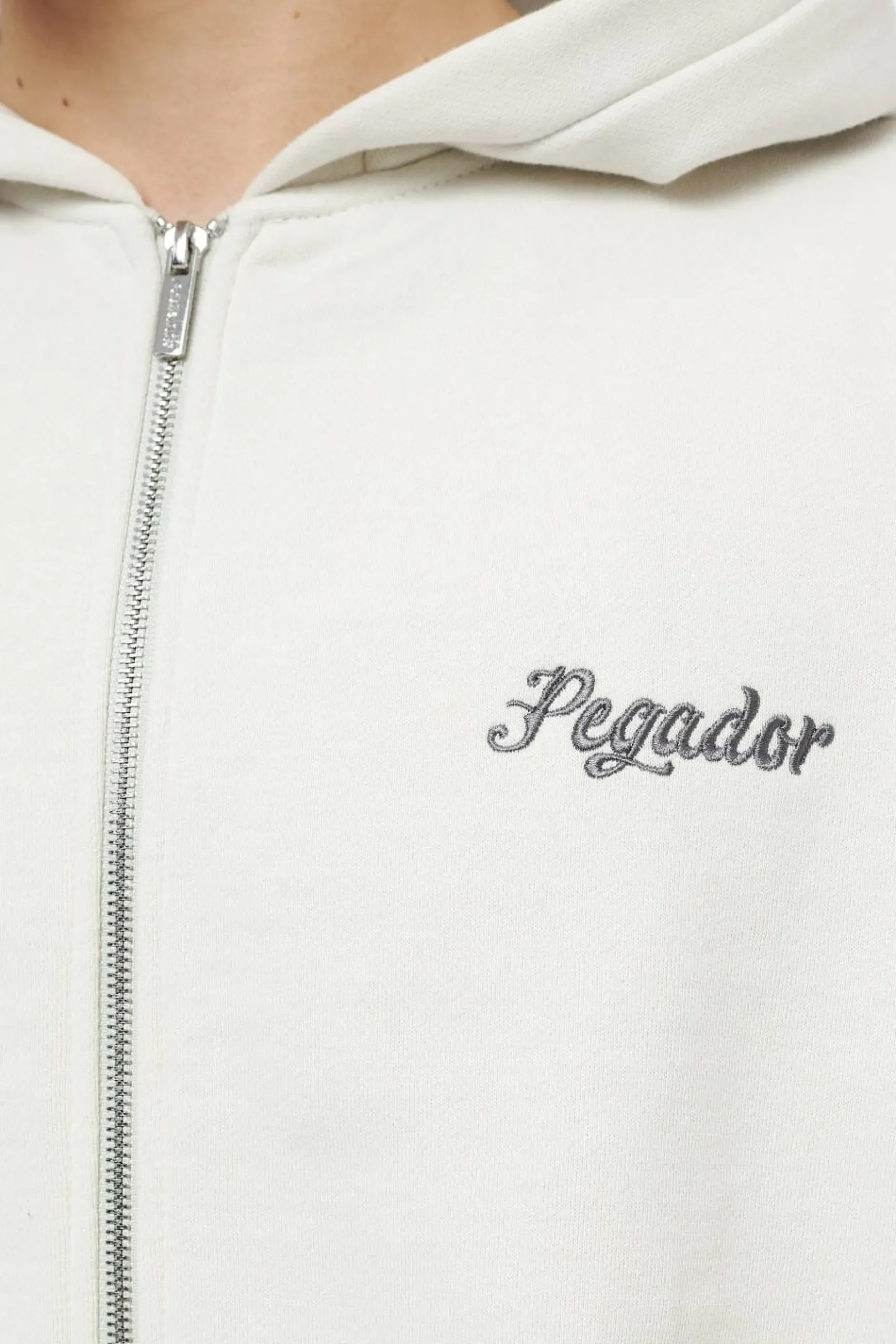 Pegador Hoodies|Zip Hoodies|West Oversized Sweat Jacket Vintage Washed Angels Cream