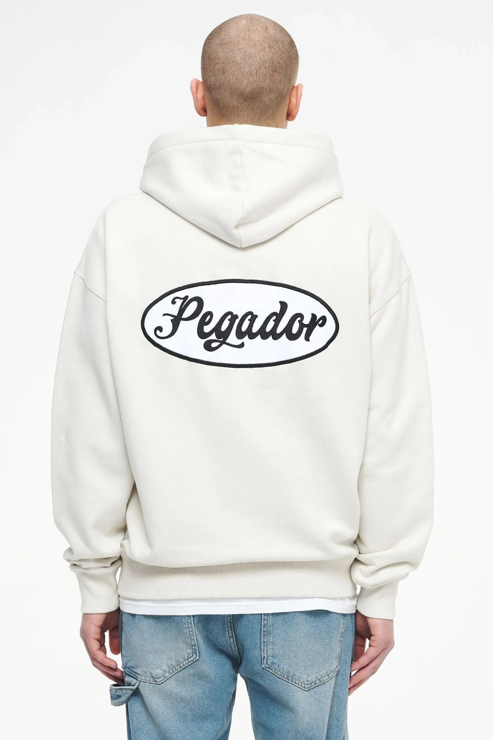 Pegador Hoodies|Zip Hoodies|West Oversized Sweat Jacket Vintage Washed Angels Cream