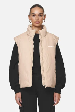Pegador Vests|Wilton Cropped Oversized Vest Safari Sand