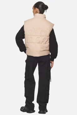 Pegador Vests|Wilton Cropped Oversized Vest Safari Sand