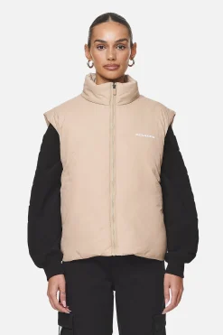 Pegador Vests|Wilton Cropped Oversized Vest Safari Sand