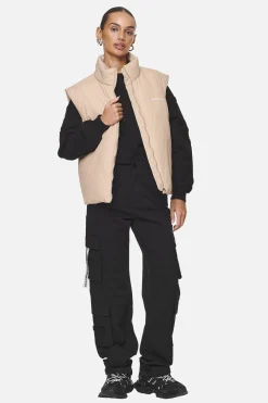 Pegador Vests|Wilton Cropped Oversized Vest Safari Sand