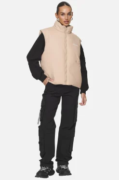 Pegador Vests|Wilton Cropped Oversized Vest Safari Sand