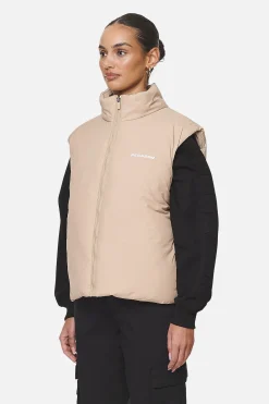 Pegador Vests|Wilton Cropped Oversized Vest Safari Sand