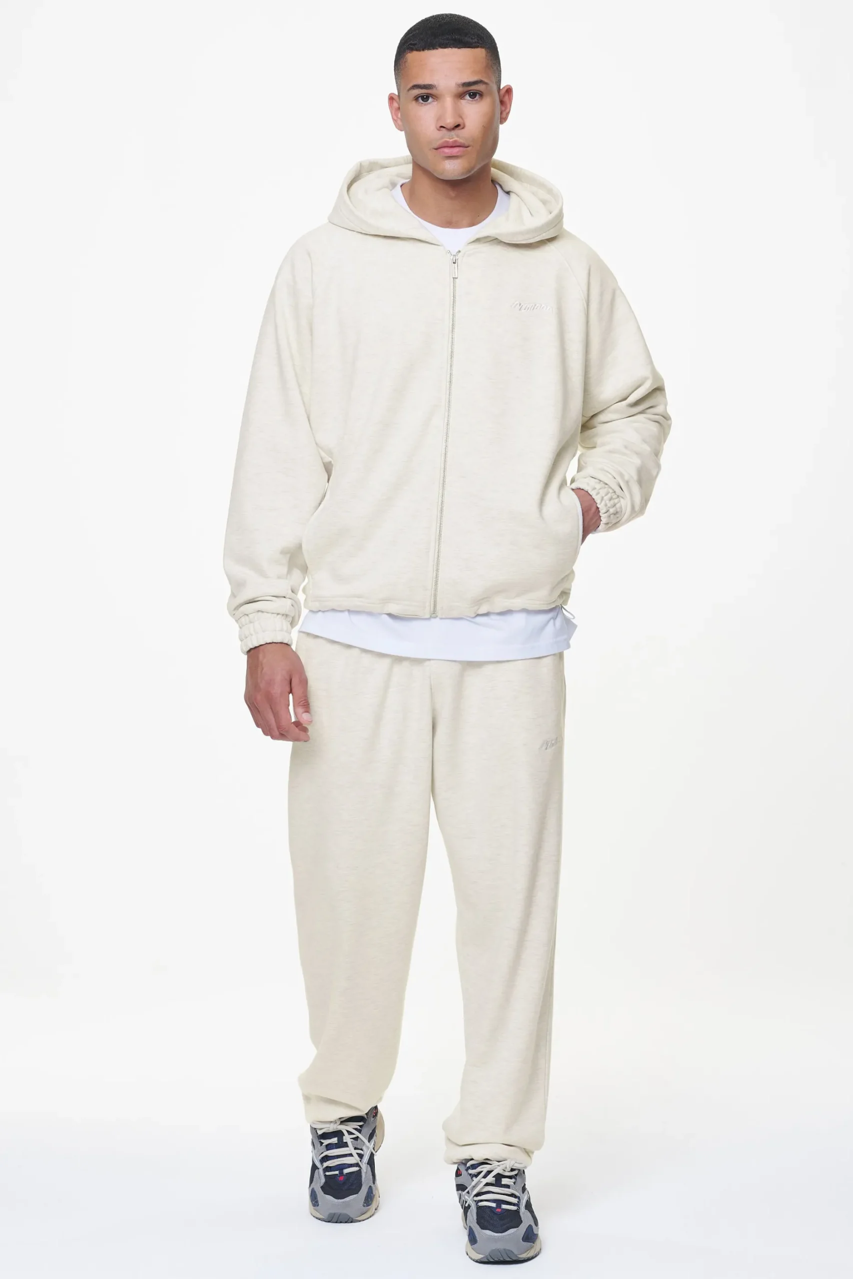 Pegador Hoodies|Zip Hoodies|Winds Terry Raglan Sweat Jacket Cream Melange