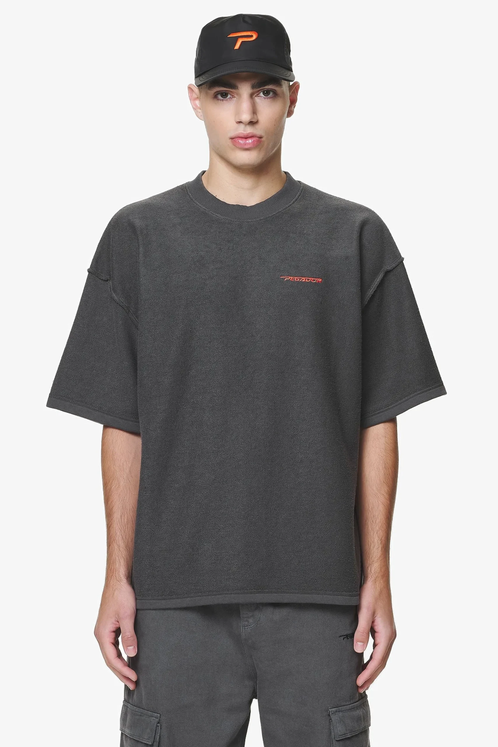 Pegador Tees|Wintor Inside Out Boxy Tee Washed Volcano Grey