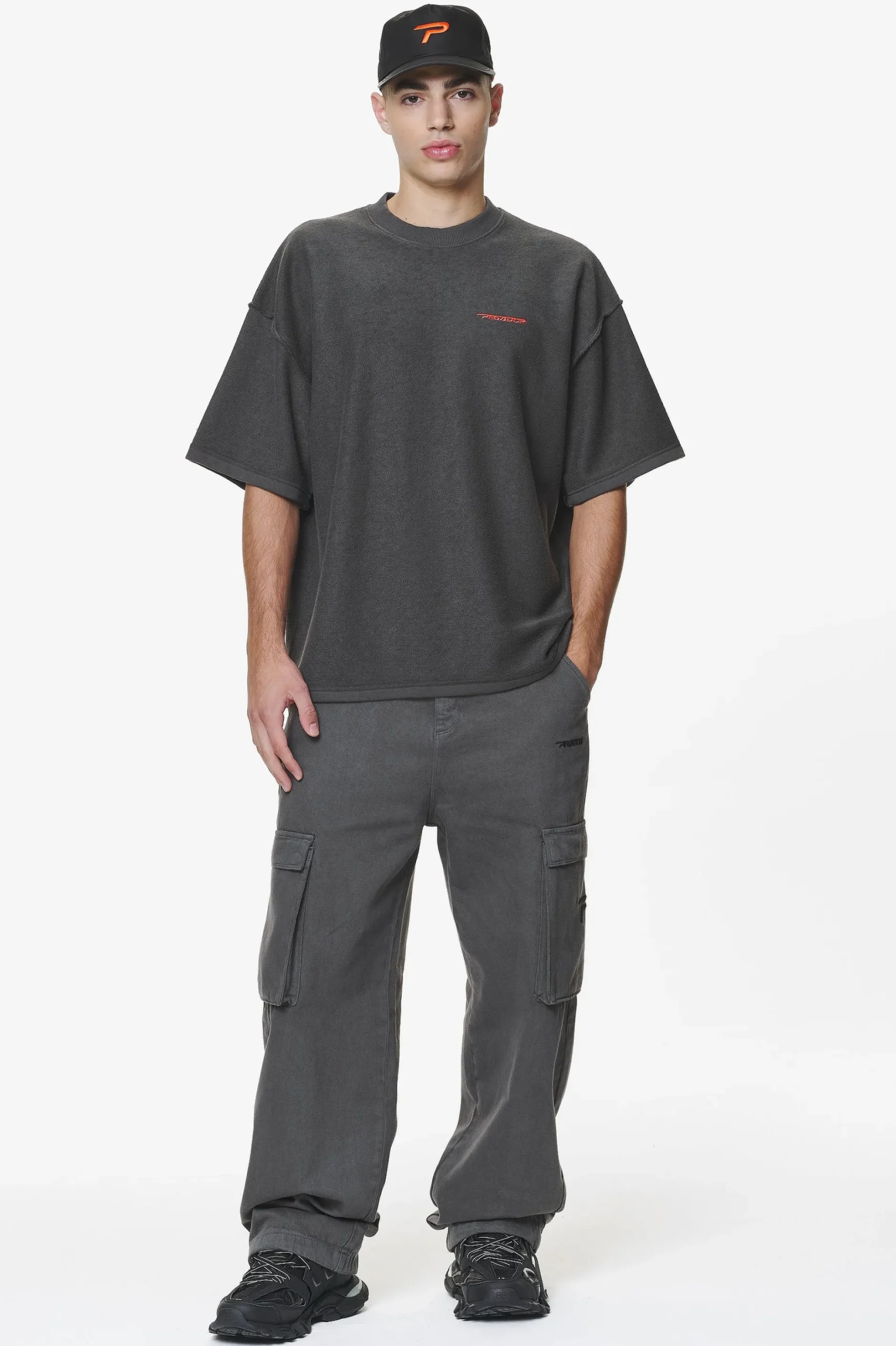 Pegador Tees|Wintor Inside Out Boxy Tee Washed Volcano Grey