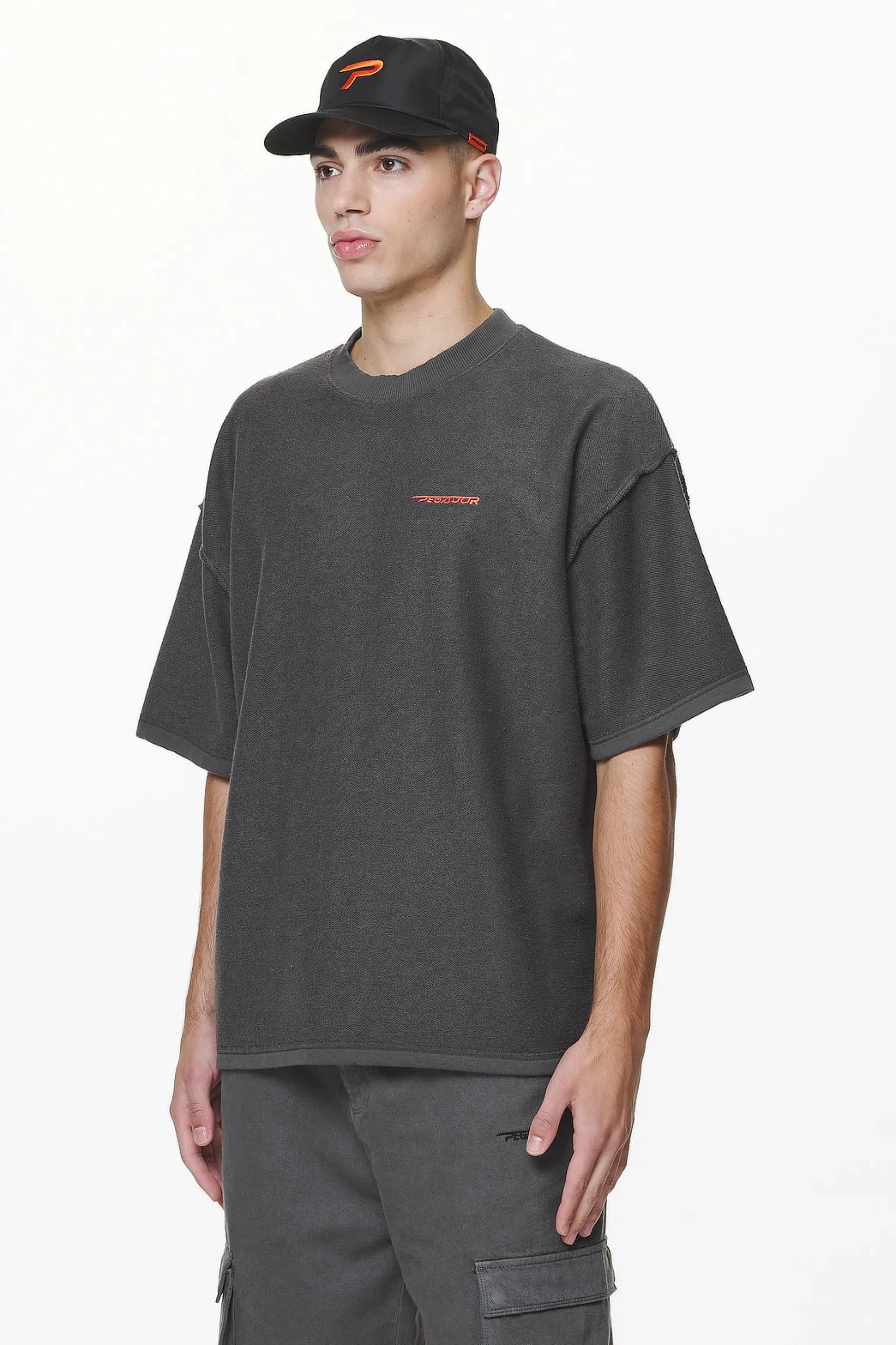Pegador Tees|Wintor Inside Out Boxy Tee Washed Volcano Grey