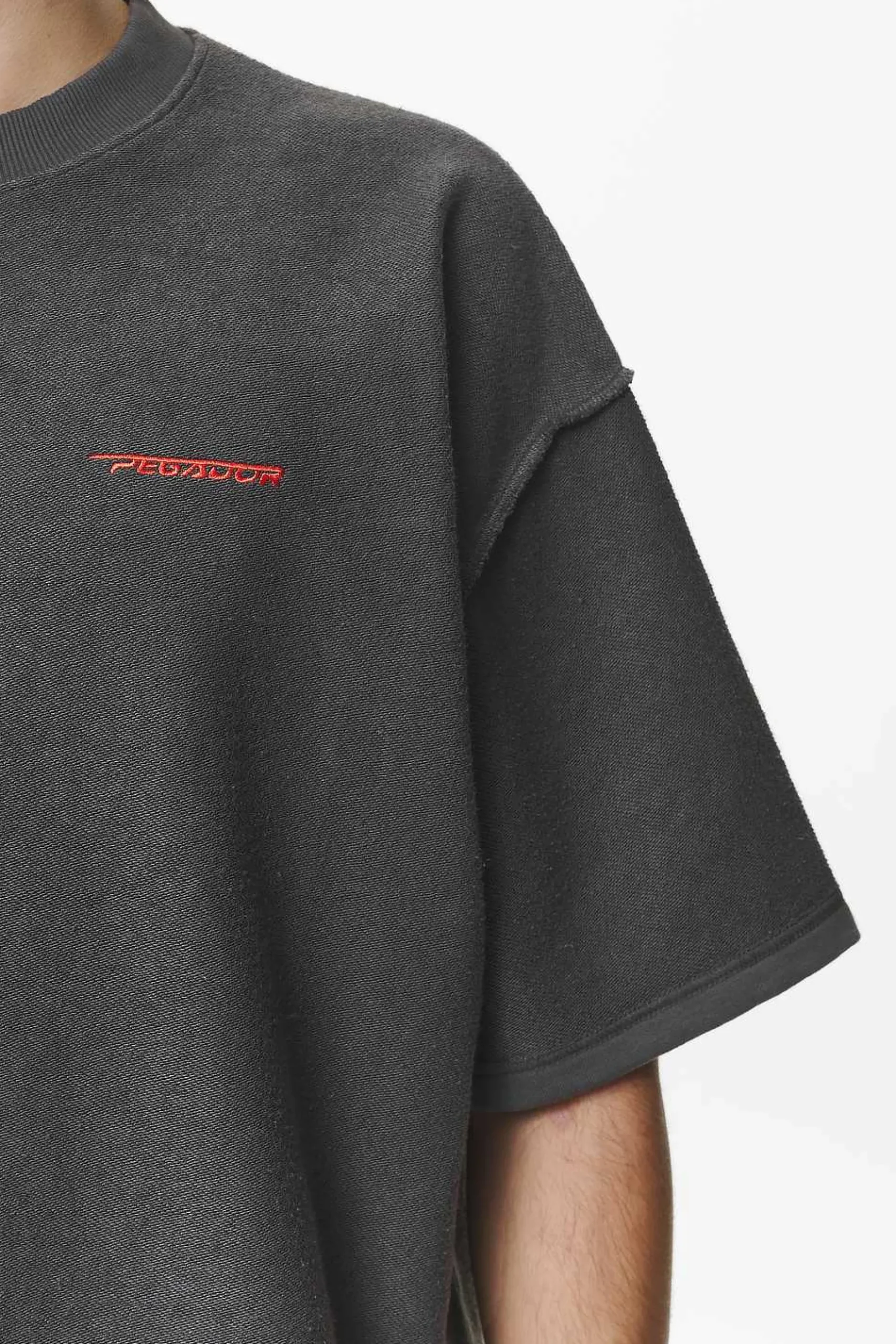Pegador Tees|Wintor Inside Out Boxy Tee Washed Volcano Grey