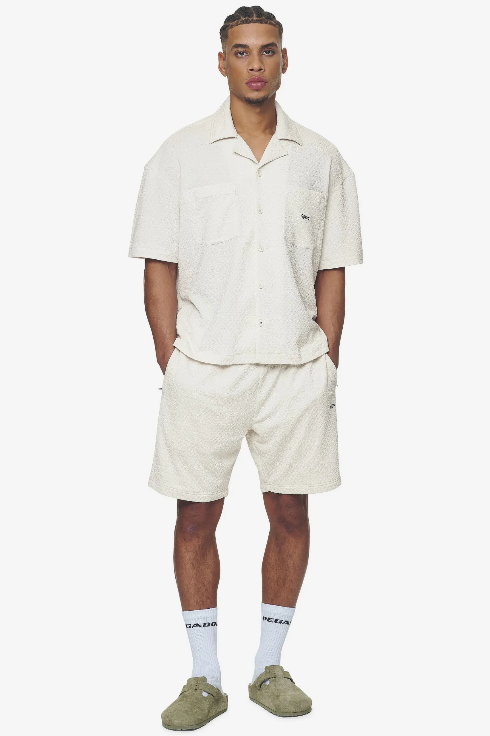 Pegador Shorts|Wyton Structured Summer Shorts Salty cream
