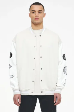 Pegador Jackets|Yardley Varsity Jacket Washed Angels Cream Bright White