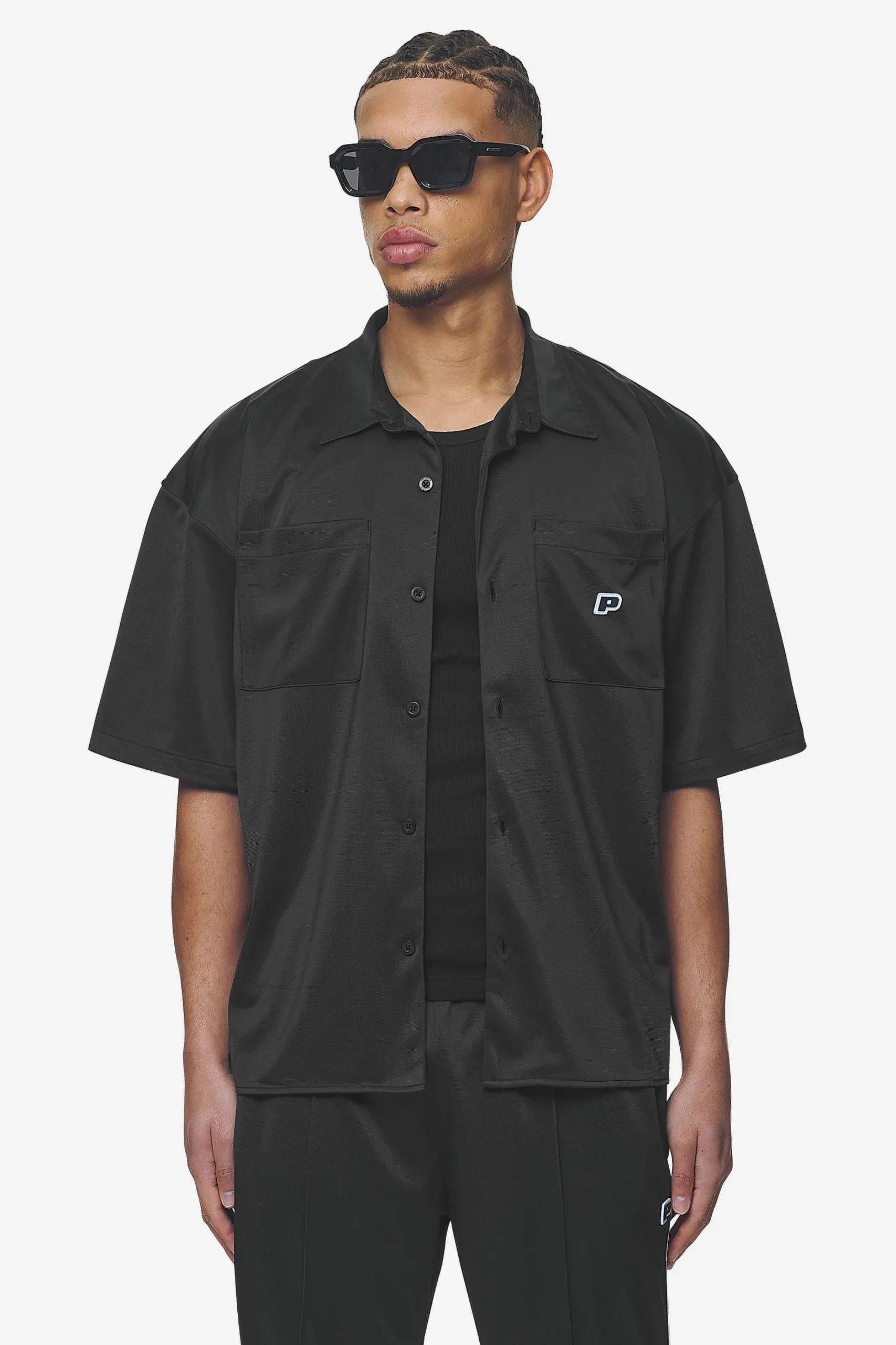 Pegador Shirts|Zeno Boxy Shirt Black Baby Blue