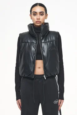 Pegador Vests|Zito Cropped Faux Leather Vest Black