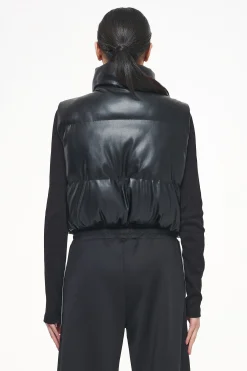 Pegador Vests|Zito Cropped Faux Leather Vest Black