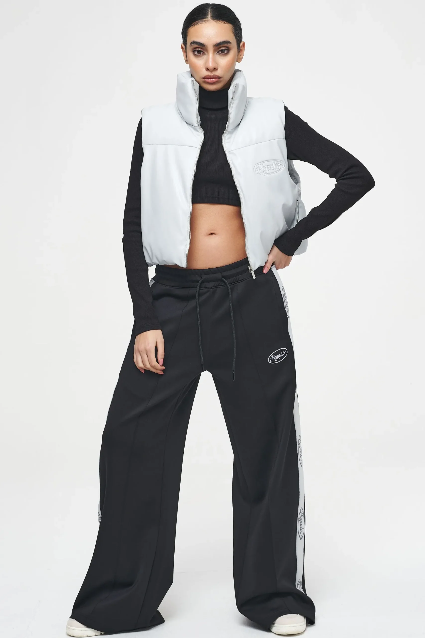 Pegador Vests|Zito Cropped Faux Leather Vest Quiet Gray