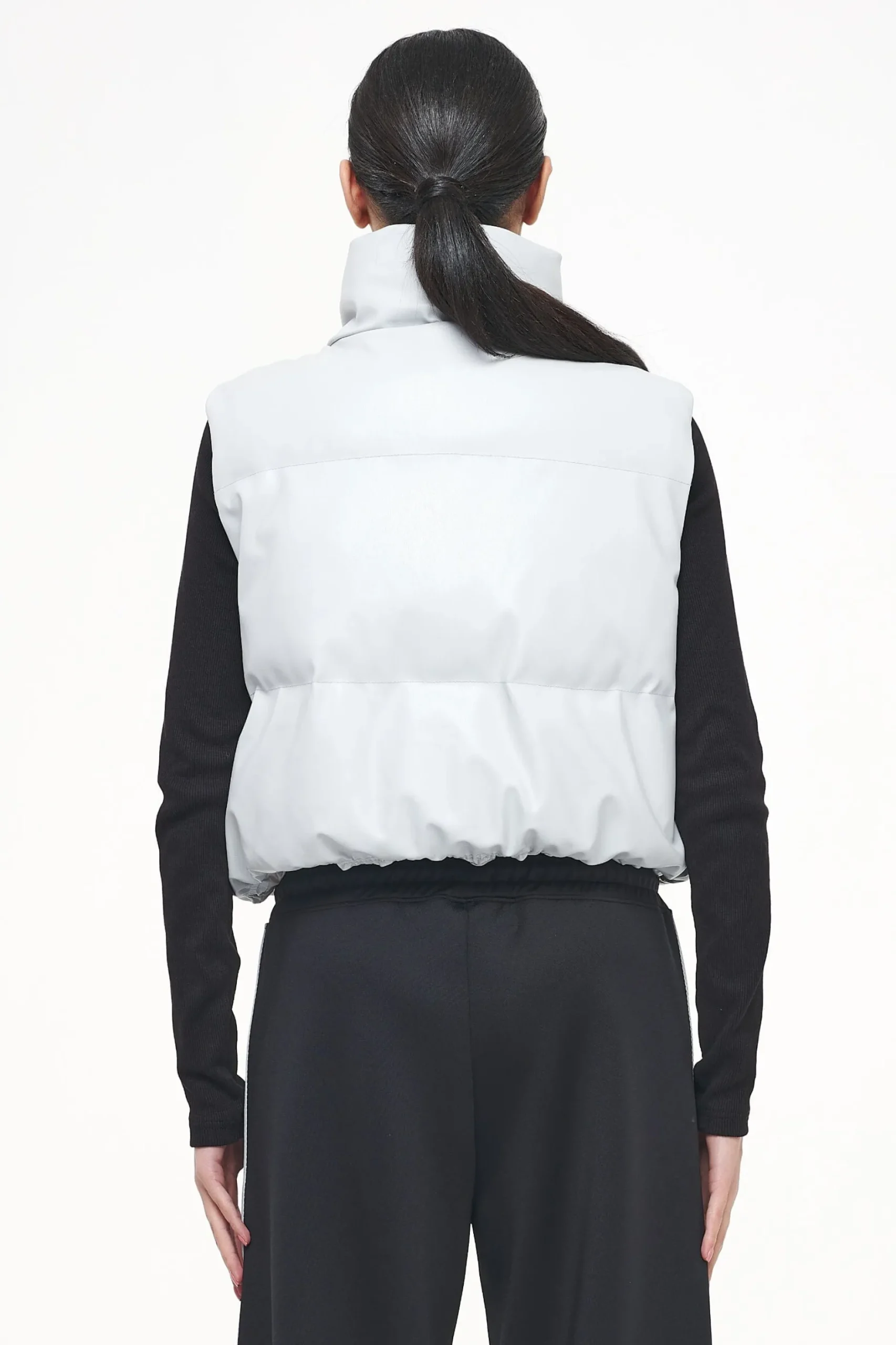Pegador Vests|Zito Cropped Faux Leather Vest Quiet Gray