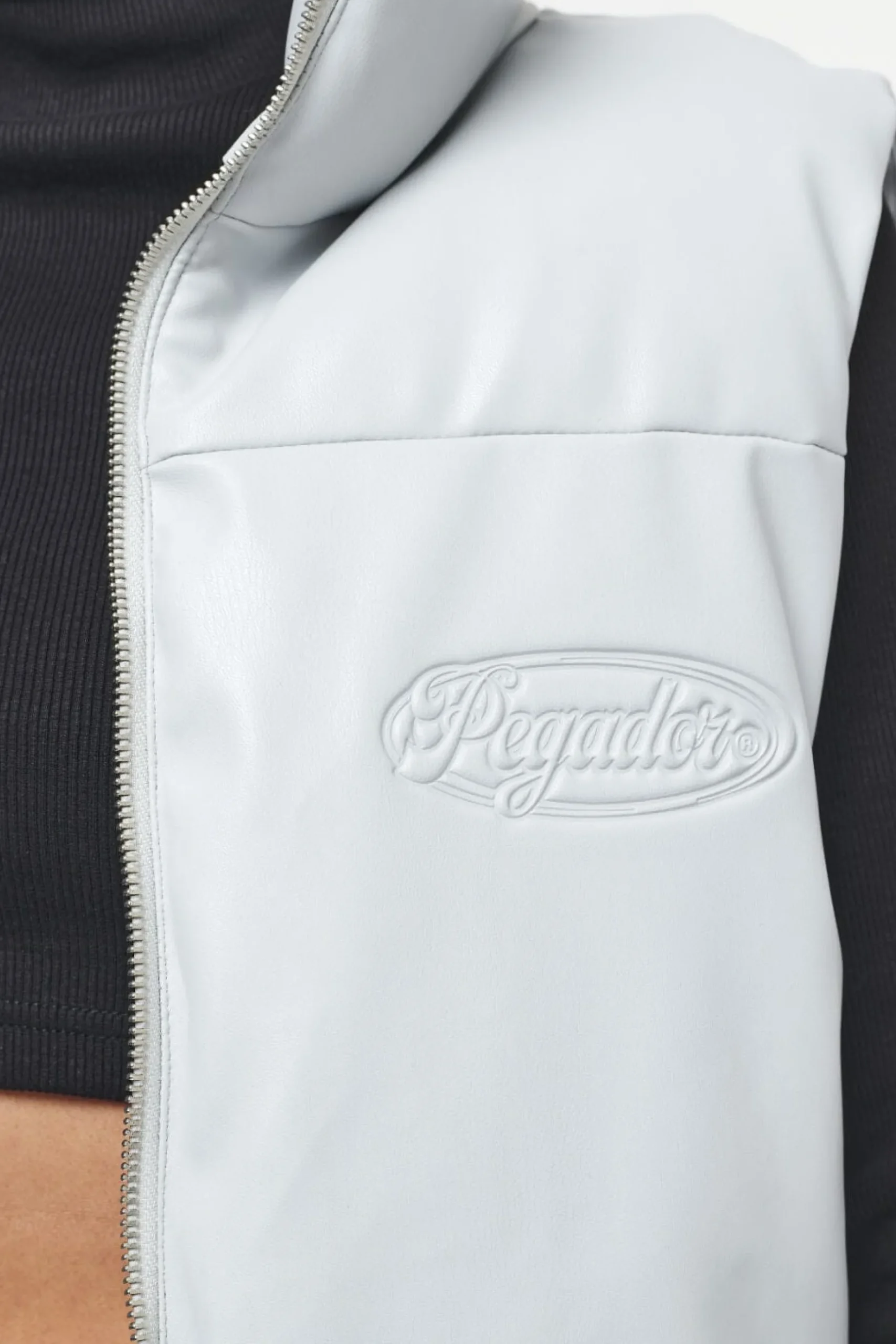 Pegador Vests|Zito Cropped Faux Leather Vest Quiet Gray