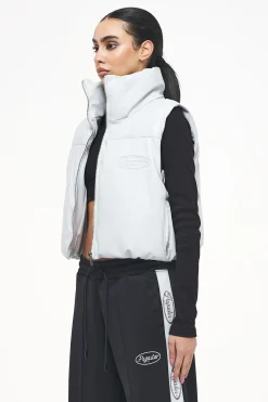 Pegador Vests|Zito Cropped Faux Leather Vest Quiet Gray